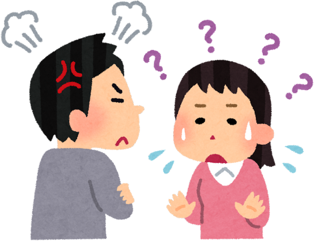 Illustration of a Confused Woman and an Angry Man